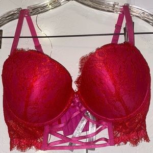 Nasty Gal Red and Pink Lace Bra